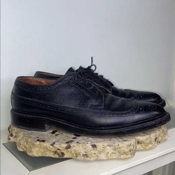 Vintage Allen Edmonds 10 D MacNeil Black Pebble Grain Brogue Wingtip Oxford Shoe